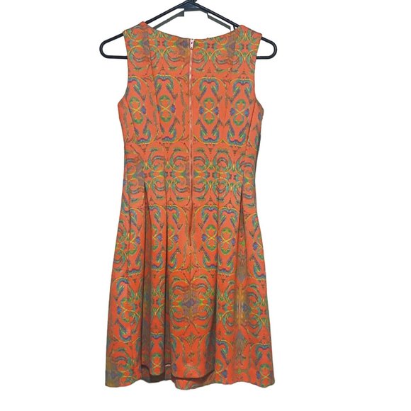 GABBY SKYE Women's Size 4P Dress ORANGE BAROQUE Fit & Flare, Stretch, Pockets - Picture 8 of 8